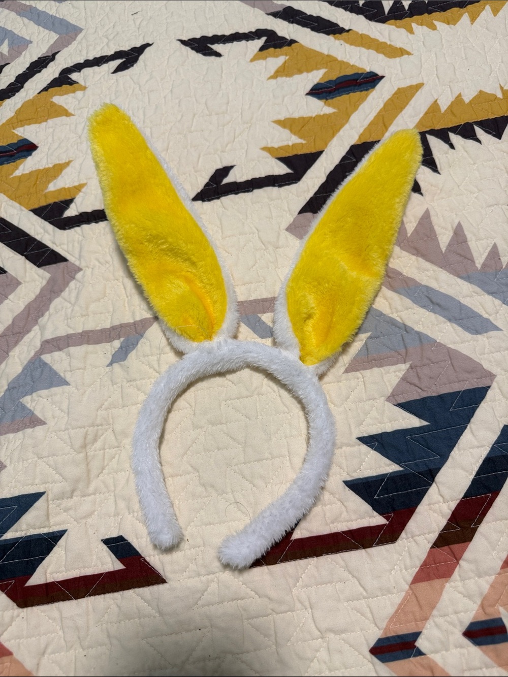 Yellow Bunny Ear Headband - Fuzzy Costume Accessory
